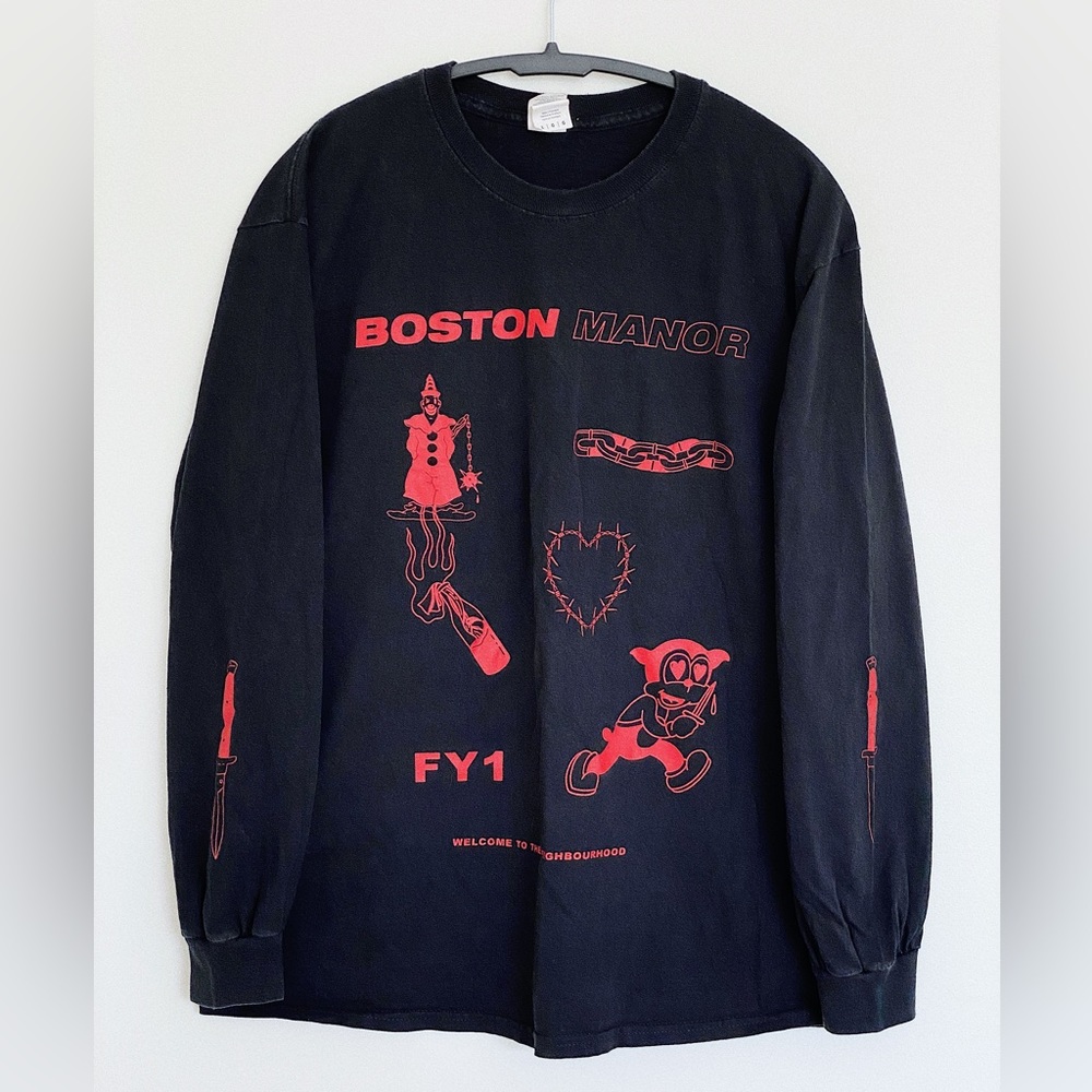 Boston Manor graphic band tshirt black LARGE